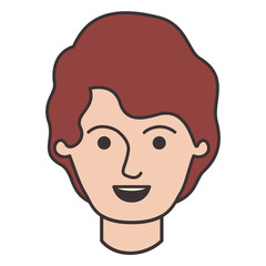 male face with short wavy hair in colorful silhouette vector illustration