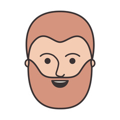 male face with short hair and full beard in colorful silhouette vector illustration