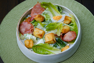 Close up Caesar Salad. (selective focus)
