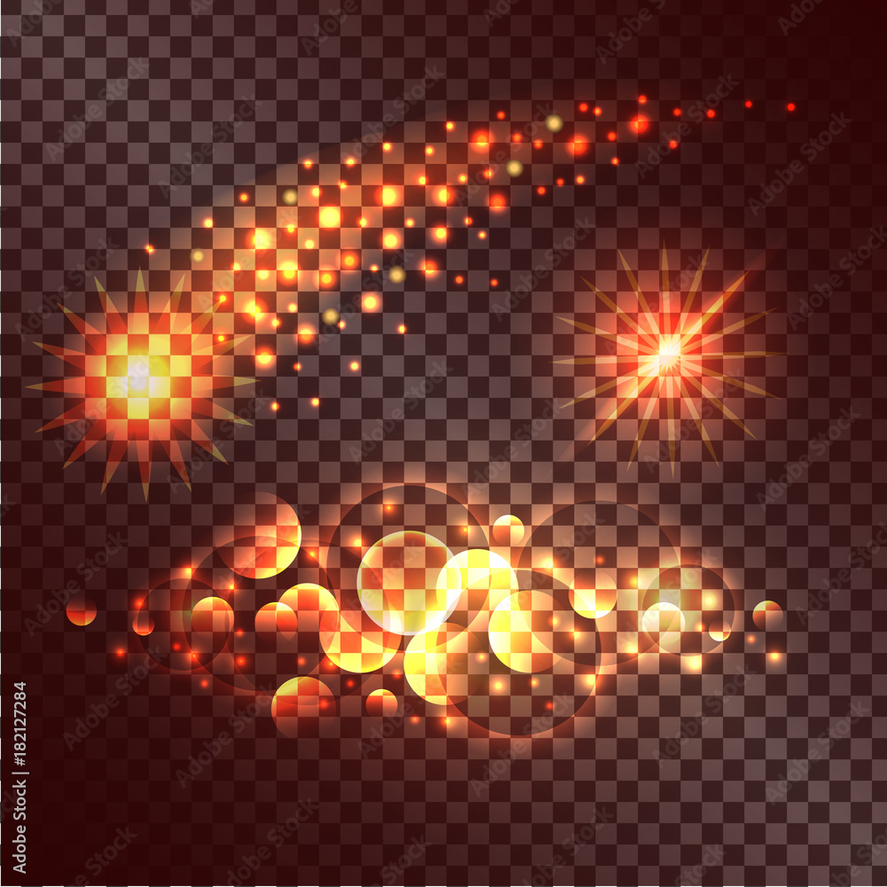 Poster set of twinkle actions on transparent background