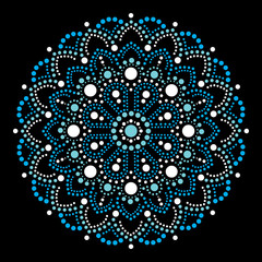 Aboriginal dot painting mandala, Australian ethnic design, vector dots pattern ethnic style