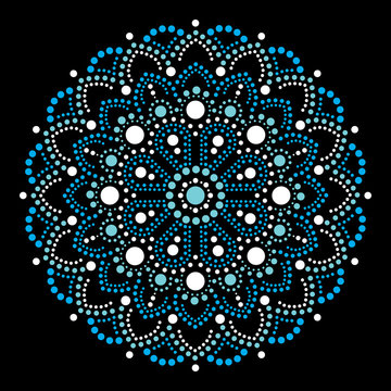 Aboriginal dot painting mandala, Australian ethnic design, vector dots pattern ethnic style