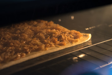 Close up Olive and Feta Tart .(selective focus)