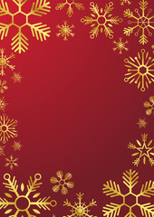 Merry Christmas and Happy New Year. Glod Snowflakes. Vector illustration.