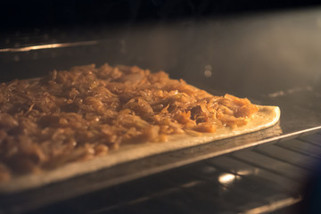 Close up Olive and Feta Tart .(selective focus)