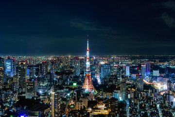 Obraz premium Nocny widok Japonii i Tokio