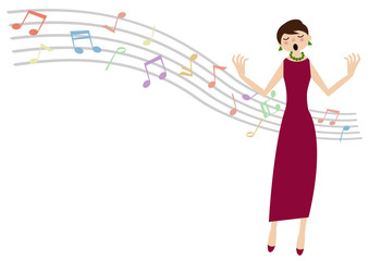 オペラ。女性歌手。音楽のクリップアート。