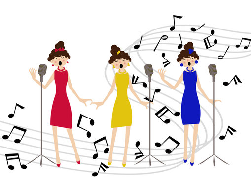 コーラス。女性コーラス。音楽のクリップアート。