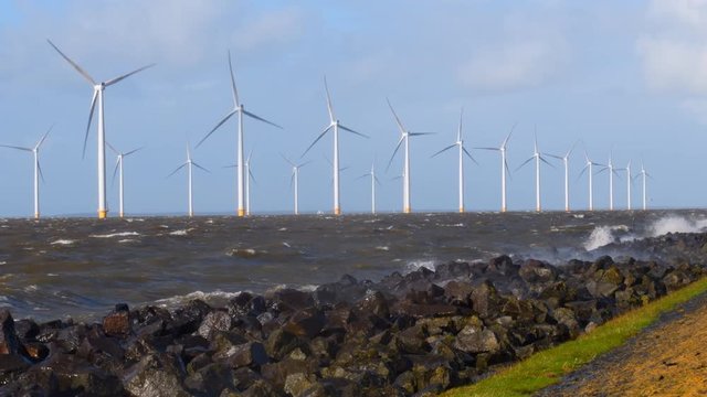 Windturbines in an October fall storm