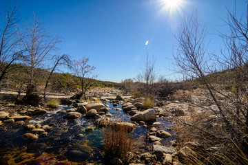 Sabino Creek rocky shoreline