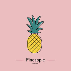 Pineapple fruit. Vector illustration.