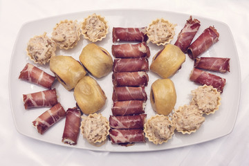 delicious canapés served on a plate