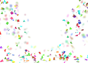 Bright and colorful confetti flying on the floor