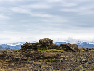 Fototapeta na wymiar volcanic surface of Dyrholaey peninsula in Iceland
