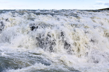 water on rapids close up in Gullfoss waterfall