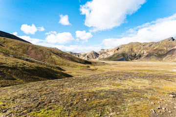 slopes of canyon in Landmannalaugar in Iceland