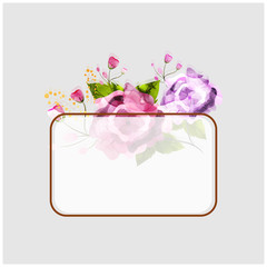 Rectangular frame decorated with beautiful watercolors flowers and space for your message.