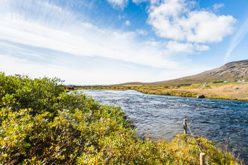 Fototapeta premium riverbed of Bruara River in Iceland in september