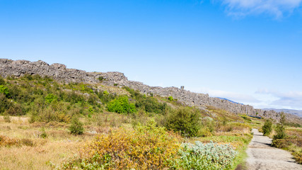 Fototapeta premium path in rift valley in Thingvellir national park