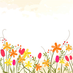 Beautiful colorful flowers on abstract background and space for your text.