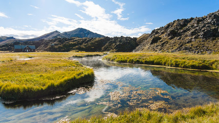 hot river in Landmannalaugar in Iceland