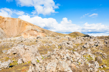 mountain slope near Laugahraun volcanic lava field