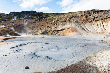 mudpot crater in Krysuvik area, Iceland