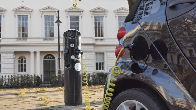 Power station. Charging the electric car.