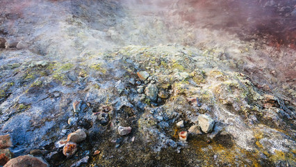 surface near geyser in Landmannalaugar in Iceland