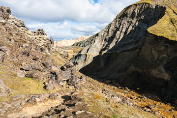 path to gorge in Landmannalauga in Iceland