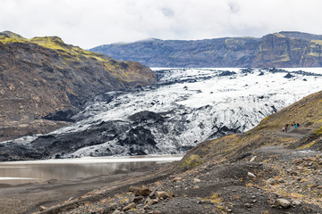 view of Solheimajokull glacier in Iceland