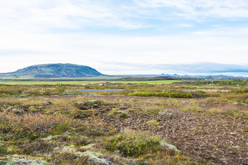icelandic landscape with road Route 35 in autumn