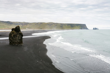 above view of rock on Kirkjufjara beach in Iceland