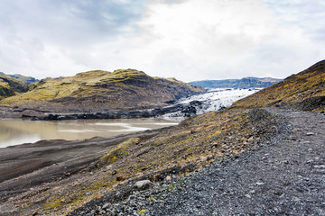 footpath to Solheimajokull glacier in Iceland