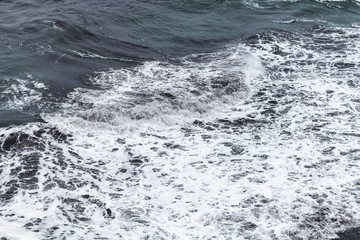 Fototapeta na wymiar ocean waves near Vik I Myrdal village in Iceland