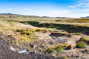 icelandic scenic near geothermal area Krysuvik