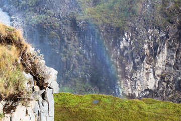 rainbow over canyon of Olfusa river in autumn