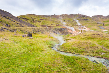 hot water flow in Hveragerdi in Iceland