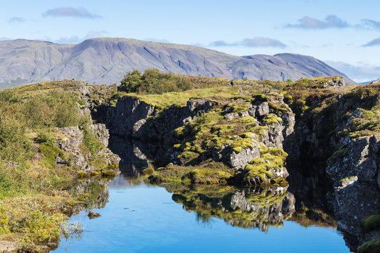 View Of Silfra Rift In Valley Of Thingvellir