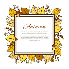 Autumn Frame and Leaves on Vector Illustration
