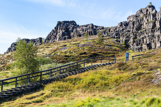 path to Logberg (Law Rock) mountain in Thingvellir