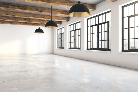 Empty loft interior side