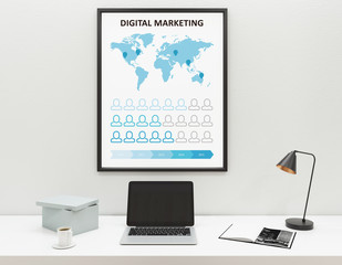 Workplace with business sketch