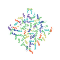 Sale Banner Confetti. Vector Falling Down -10, -20, -30, -40, -50, -70, 90 Banner or Sticker. Holidays Shopping Promotion Ads. Rebate Badge, Price Discount Hipster Sale Banner, Frame or Border