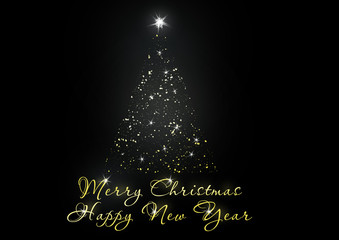 New year tree tih snow and star