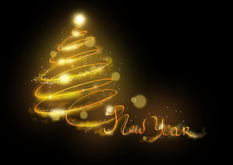 New year tape tree in light