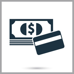 Cash and non-cash payment simple icon for web and mobile design