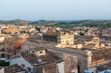 Fototapeta na wymiar Noto old buildings and landscape panoramic view, Sicily, Italy, Europe