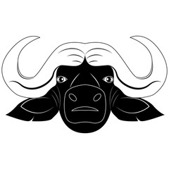 Vector silhouette of bull's head for retro logos, emblems, badges, labels template and t-shirt vintage design element. Isolated on white background