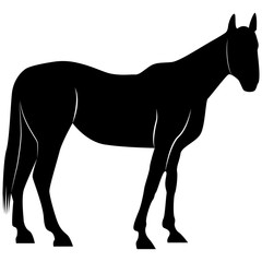 Picture of a horse silhouette for retro logos, emblems, badges, labels template vintage design element. Isolated on white background